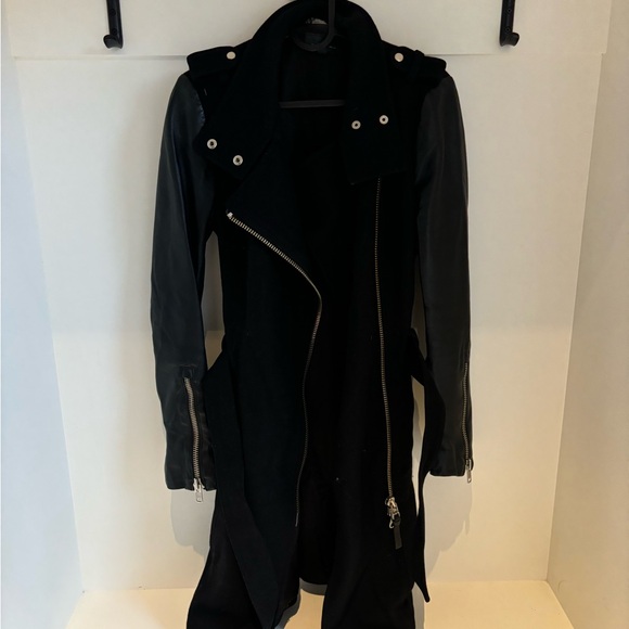 Mackage Leather & Wool Trench Coat - Picture 5 of 6